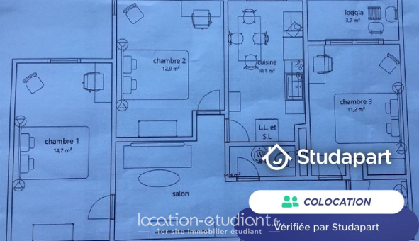 Colocation étudiante Studio &agrave; Le Havre (76620)