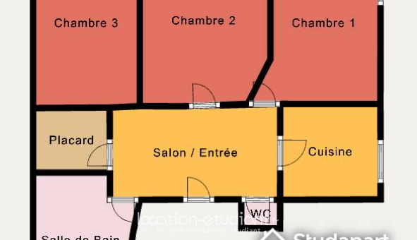 Colocation étudiante Studio &agrave; Lyon 3ème arrondissement (69003)