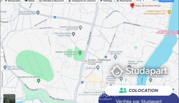 Colocation étudiante Studio &agrave; Nantes (44200)