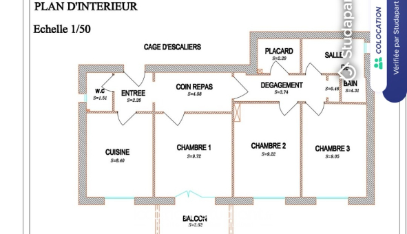 Colocation étudiante T3 &agrave; Nice (06100)