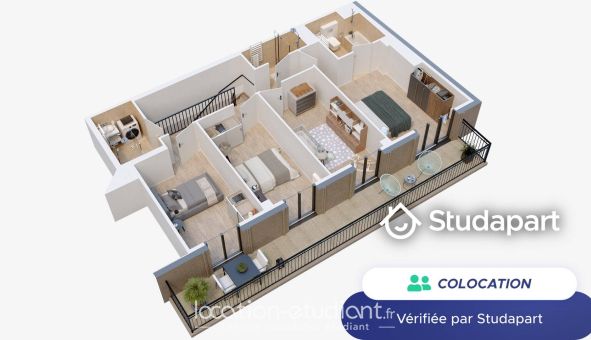 Colocation étudiante Studio &agrave; Puteaux (92800)