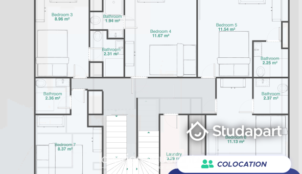 Colocation étudiante Studio &agrave; Rennes (35000)