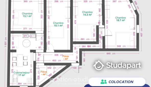 Colocation étudiante T4 &agrave; Strasbourg (67000)