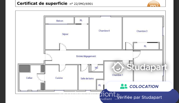 Colocation étudiante T1 &agrave; Talence (33400)
