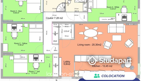 Colocation étudiante Studio &agrave; Troyes (10000)