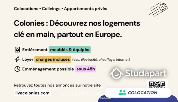 Colocation étudiante Studio &agrave; Villeurbanne (69100)