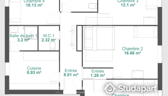Colocation tudiante Chambre dans une colocation de 13m2