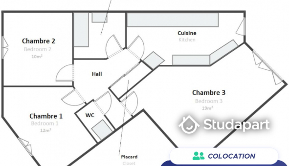 Colocation tudiante T5 à Lille (59800)